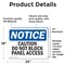 Signmission Caution Do Not Block Panel Access OSHA Notice Sign, Vinyl Decal, 24in W x 18in L, 2PK OS-2PACK-NS-D-1824-L-10466 - alternate 6